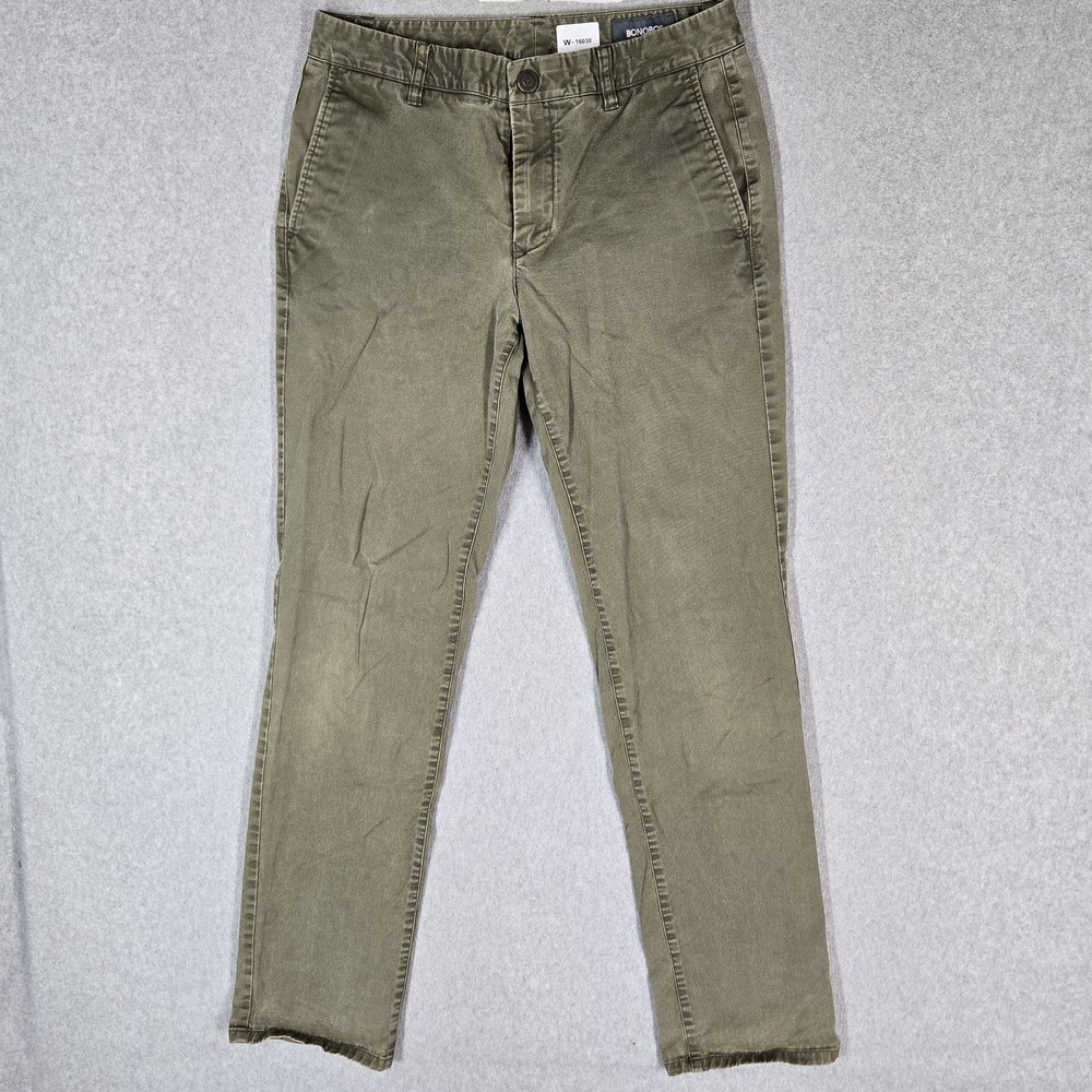 Bonobos Men Pants 30/32 Green Chino‎ Twill Slim 30" Inseam Stretch